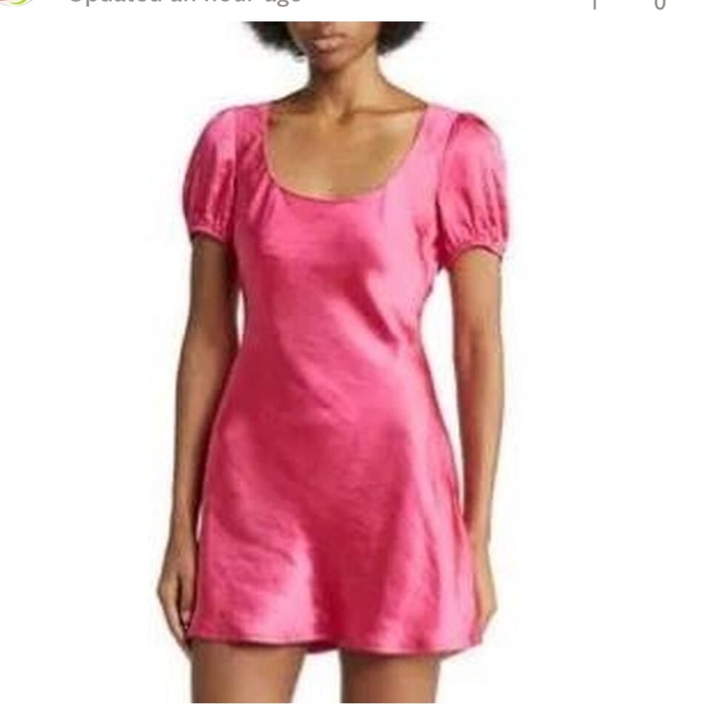 Lush Fuchsia Satin Puff Sleeve Dress